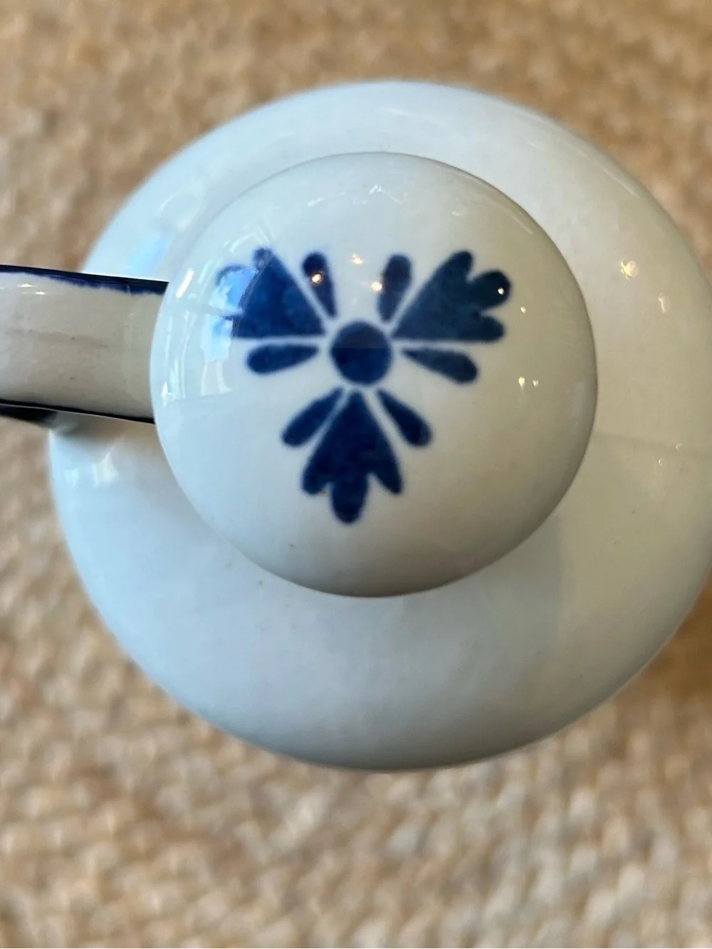 Vintage Blue & White Delft Decanter Wine Bottle with Cork Windmill Motif